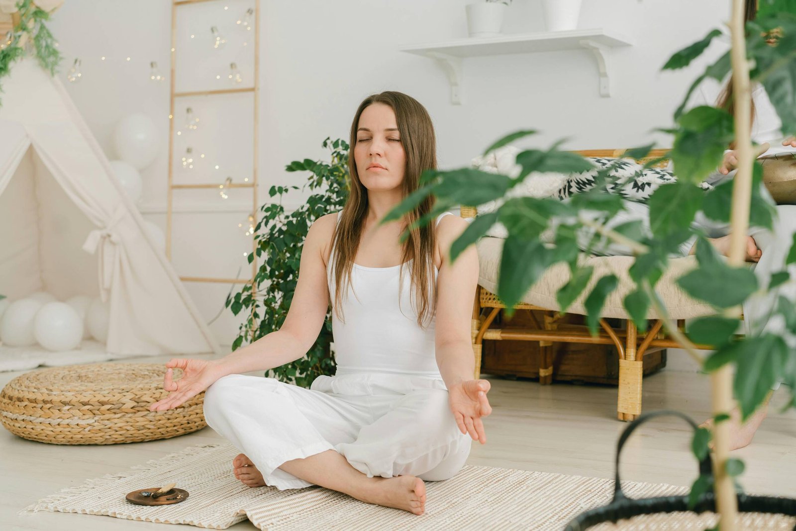 women practicing yoga