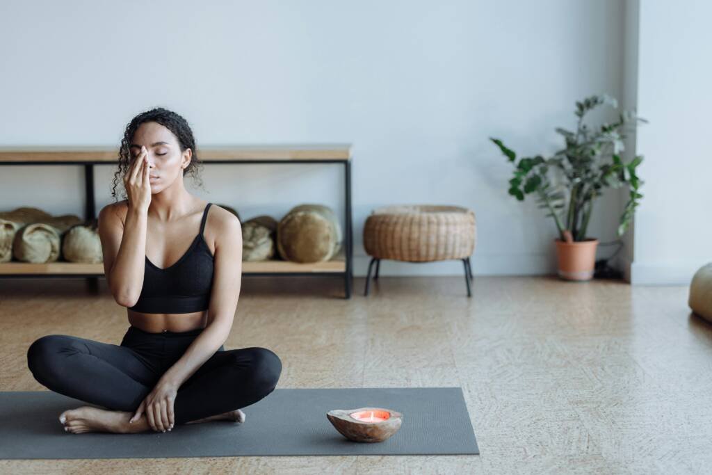 woman practicing meditation